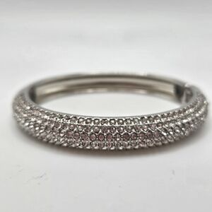 VINTAGE Premier Designs All Dolled Up Silver Tone Rhinestone Bangle Bracelet